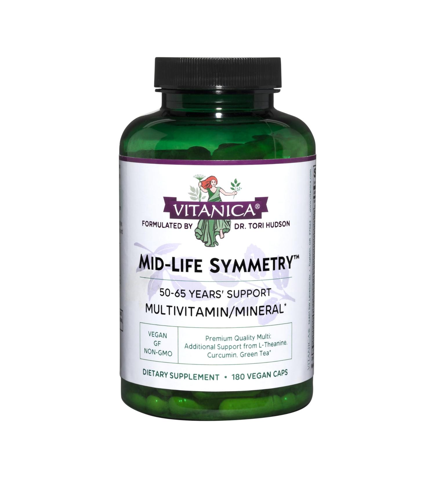 Vitanica - Mid-Life Symmetry 50-65 High Potency Multivitamin and Mineral Vegan 180 Capsules Lady - 180 Capsules - Buy Online on GoSupps.com