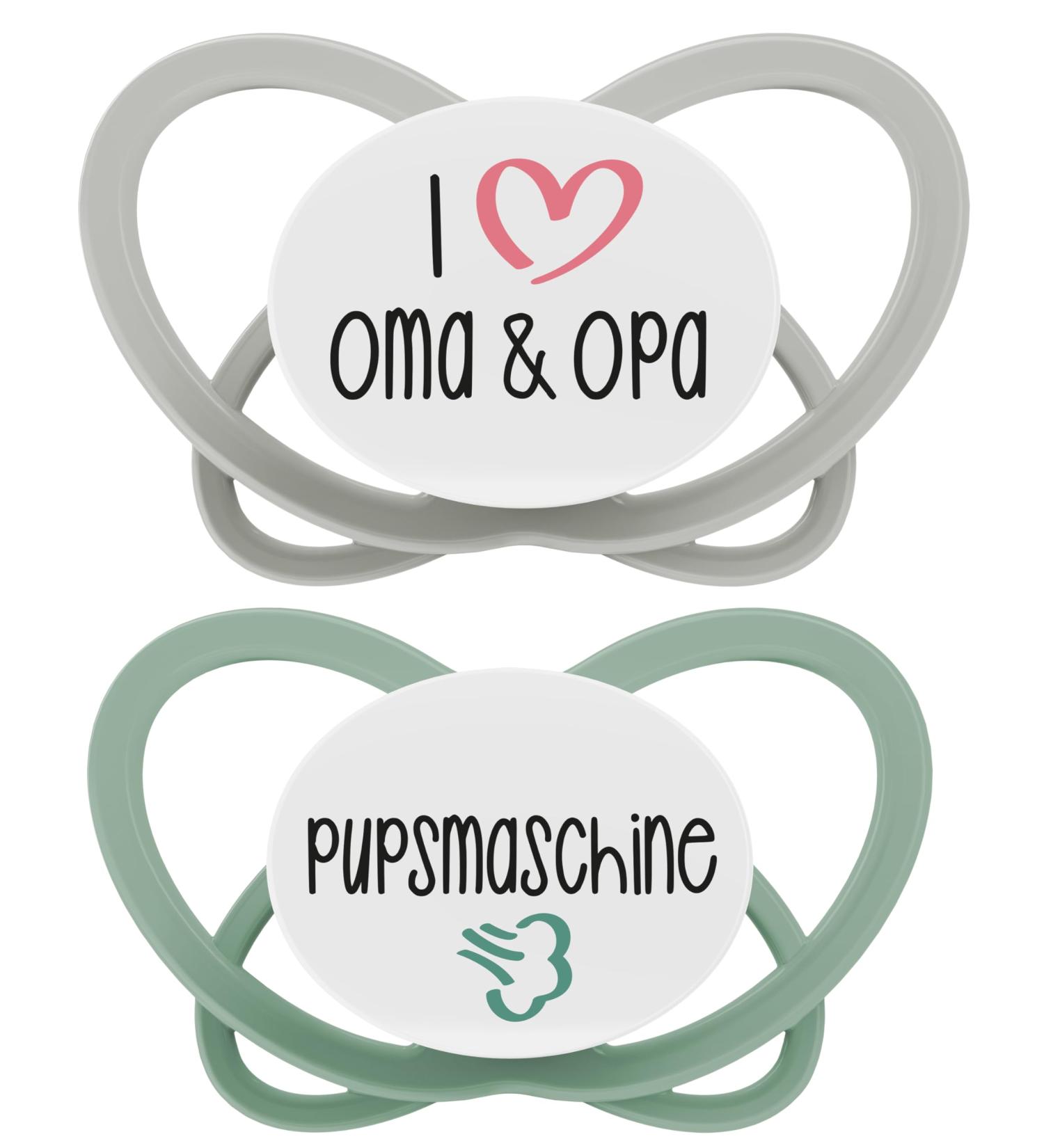 Nip Schnuller My Butterfly Green Special Edition | Eco-Friendly Silicone Pacifier for 16-32 Months | Grandma & Grandpa Pups Design - Buy Online on GoSupps.com
