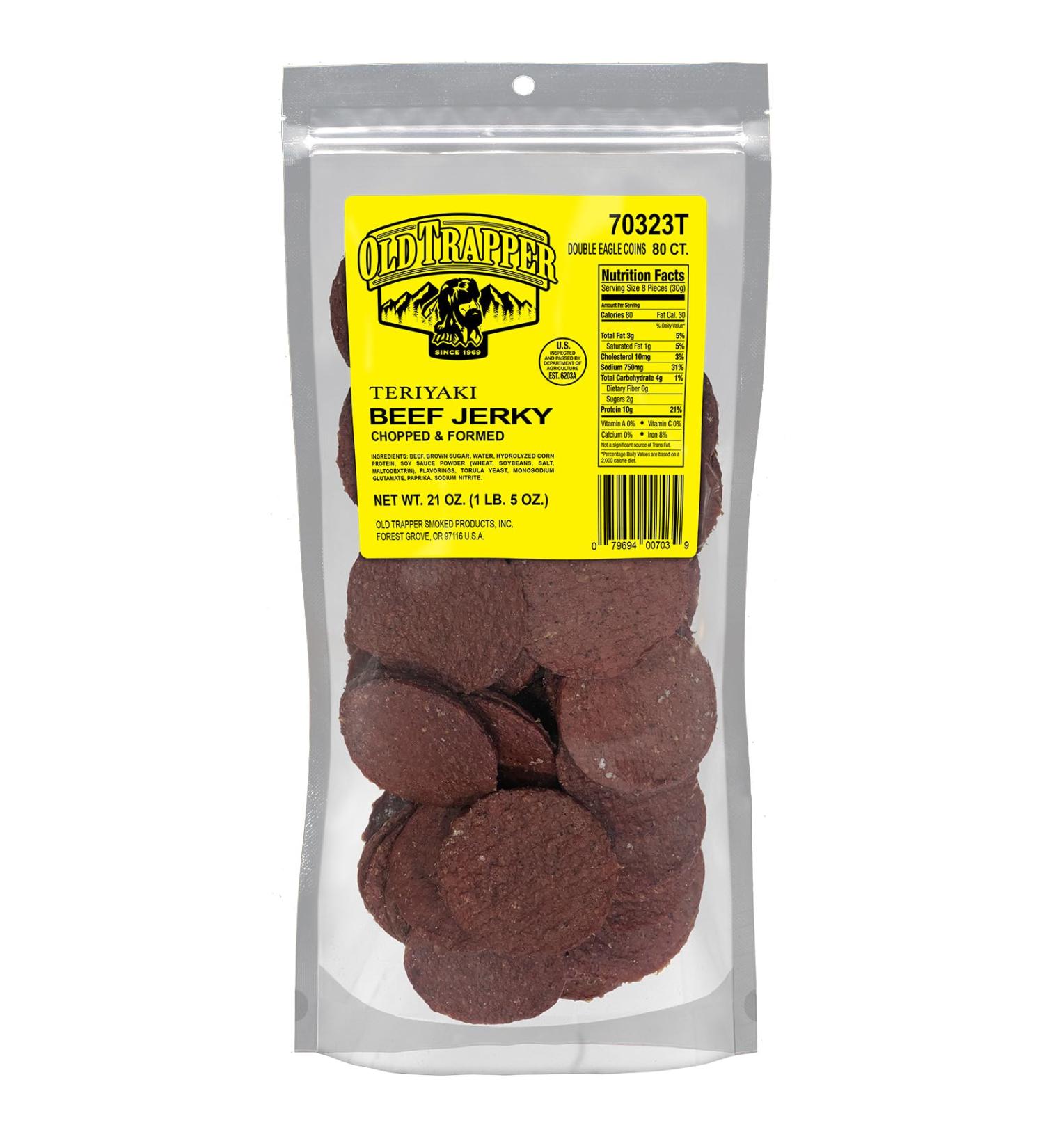 Old Trapper Teriyaki Double Eagle Beef Jerky | Traditional Style Real Wood Smoked | 1 Bag (80 Pieces) Teriyaki 80 count (Pack of 1) - Buy Online on GoSupps.com