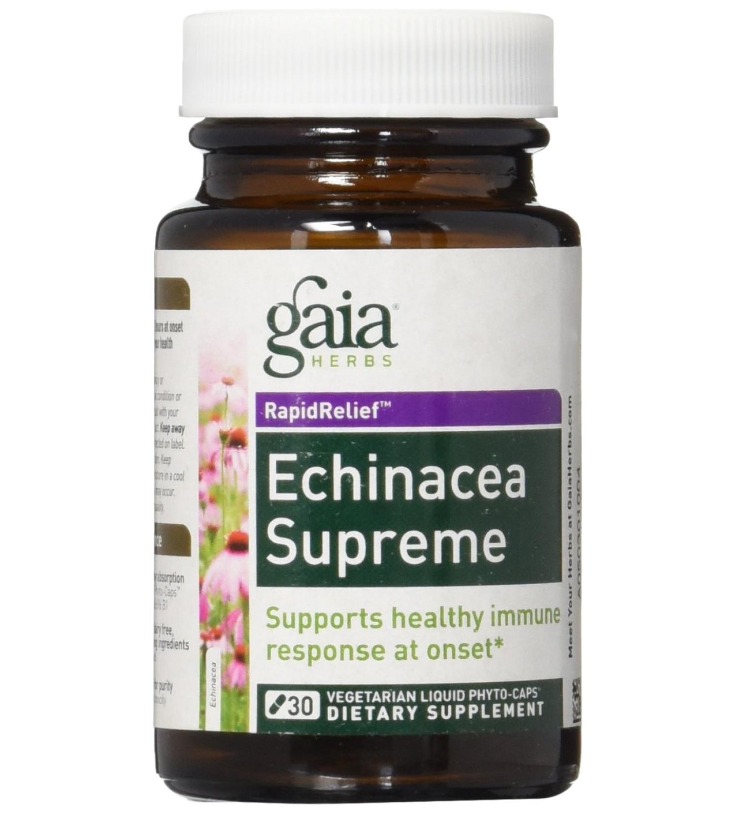 Gaia Herbs Echinacea Supreme - 30 Vegan Liquid Phyto-Caps | Immune Support - Buy Online on GoSupps.com