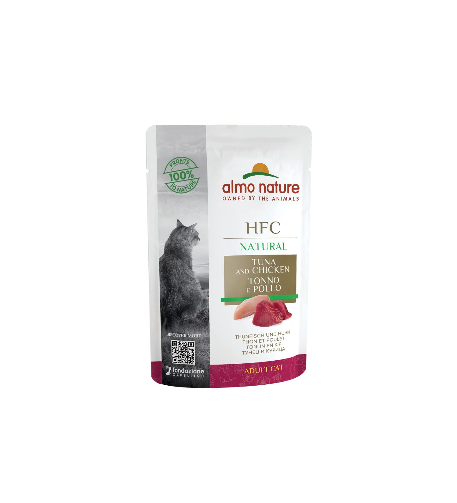 Almo Nature HFC Natural Wet Cat Food - Tuna & Chicken | Pack of 24 (55g) - Premium Quality & 100% Natural - Buy Online on GoSupps.com