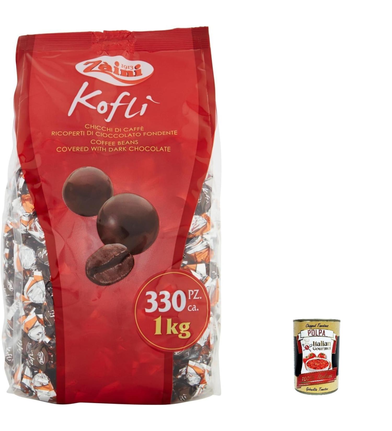  Italian Gourmet E.R. Zaini Kofli' Dark Chocolate Coated Coffee Beans 1000g + Italian Gourmet Polpa 400g - Buy Online on GoSupps.com