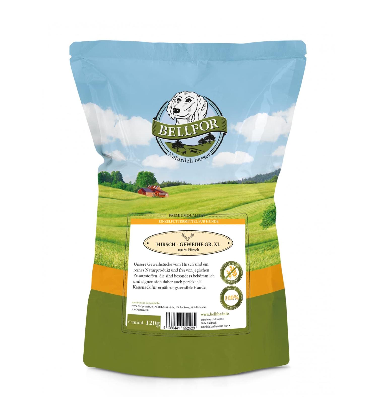Bellfor Deer Antlers for Dogs XL - 120 g. Natural treat for dogs grain and gluten free ideal for dental health and providing a high-quality source of protein. - Buy Online on GoSupps.com