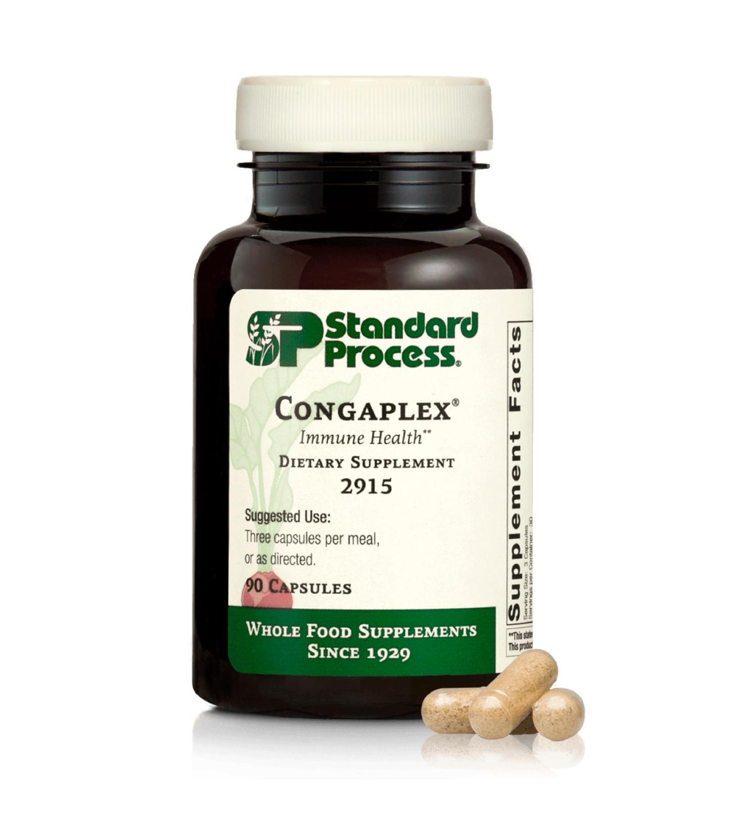 Standard Process Inc. Congaplex Thymus Gland Support Supplement Support Immune Health with Calcium Lactate Magnesium Vitamin C & Vitamin A Immune System Aid with Mushroom Powder - 90 Capsules 90 Count (Pack of 1) - Buy Online on GoSupps.com