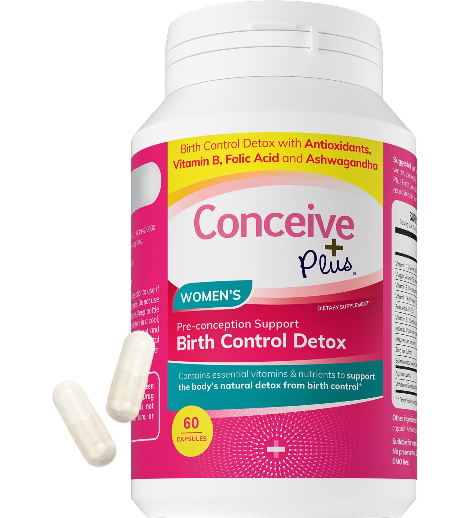CONCEIVE PLUS Birth Control Detox Supplement - Prenatal Vitamins for Women | Hormone Balance & Ovarian Health | Essential for Conception | 60 Capsules - Buy Online on GoSupps.com