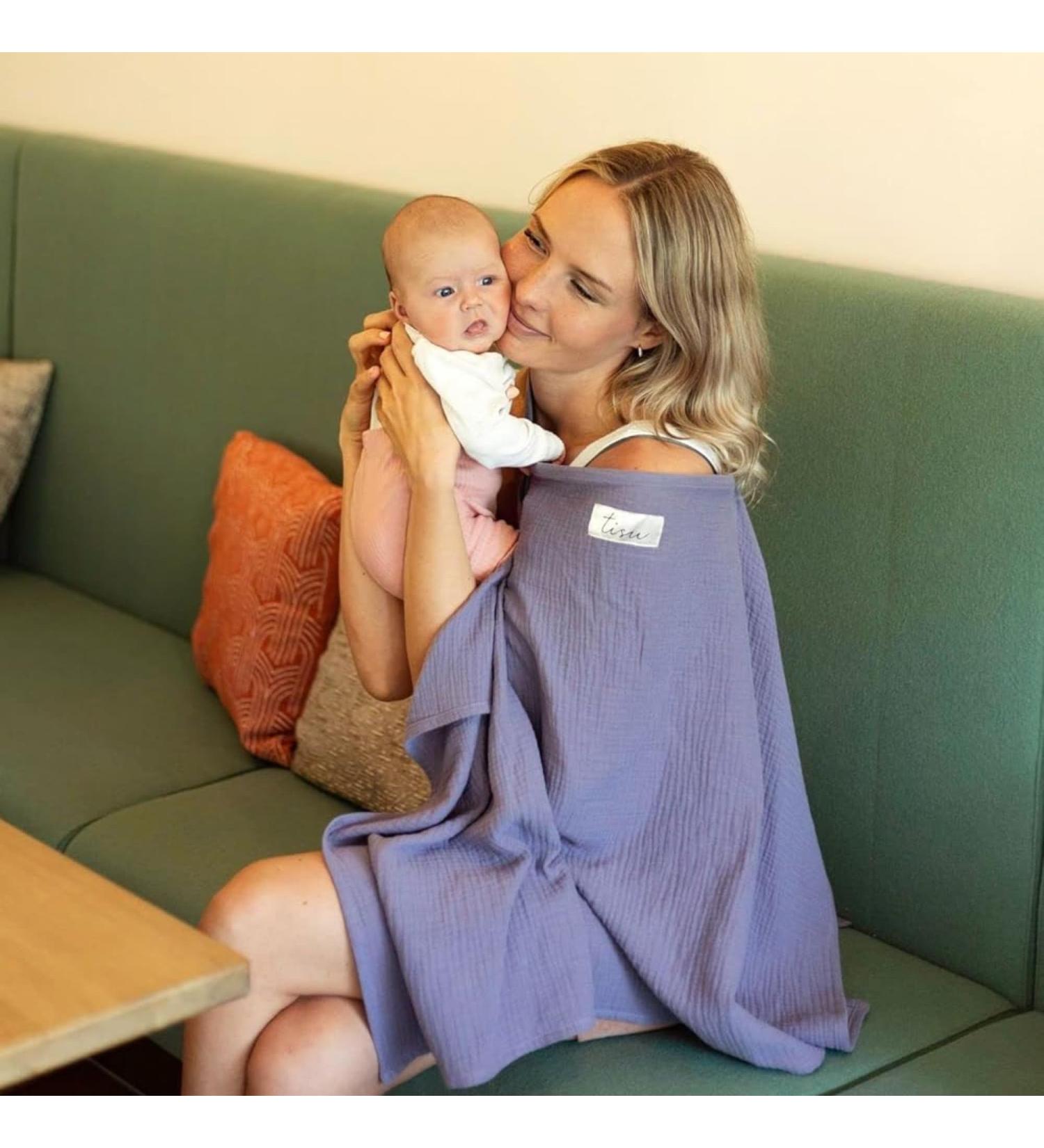 TISU Nursing Cover for Breastfeeding & Pumping | Multi-Use Car Seat Stroller Cover | Organic Muslin Cotton | Pastel Lilac | Breathable & Soft - Buy Online on GoSupps.com
