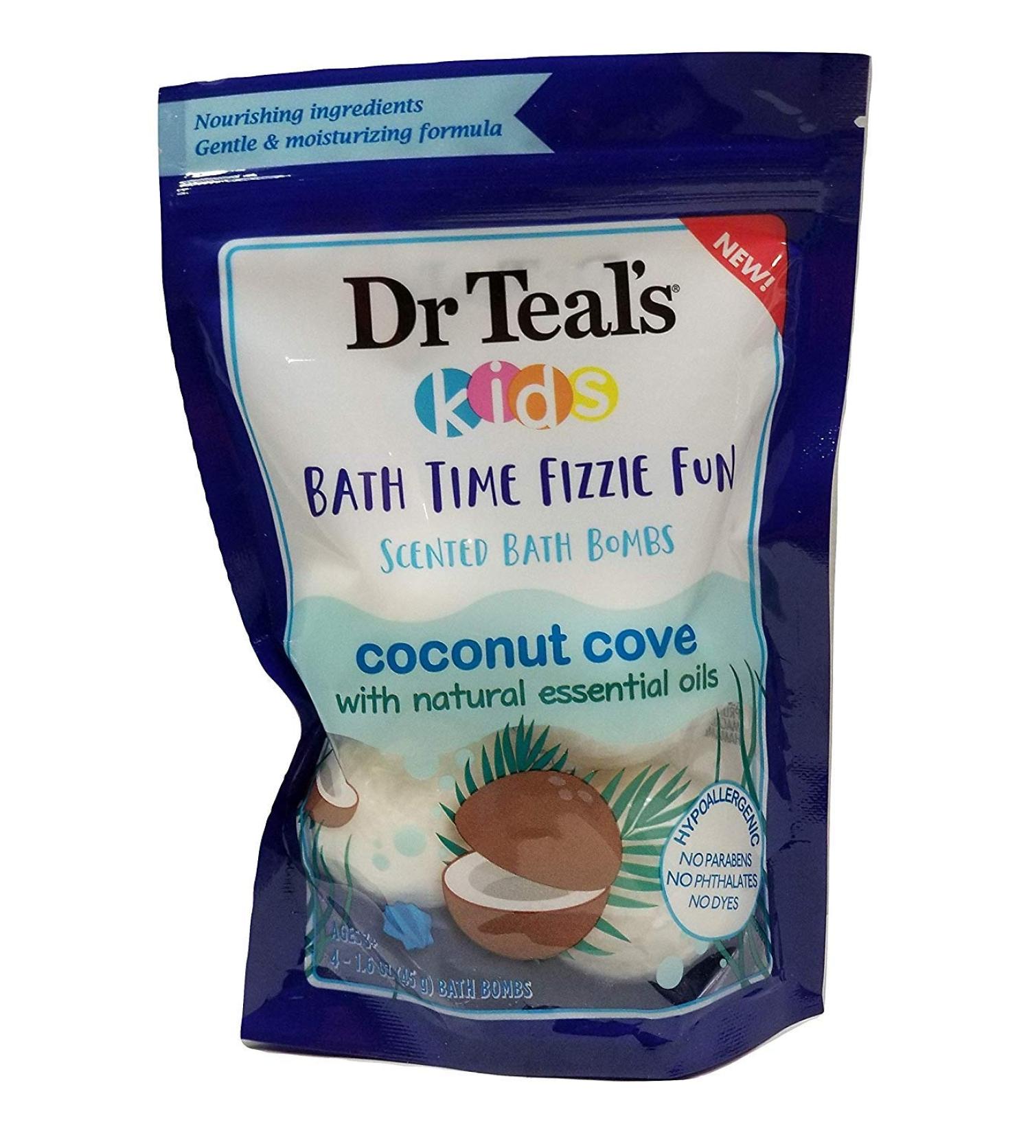 Dr Teals Kids Bath Time Fizzie Fun Scented Bath Bombs Coconut Cove with Natural Essential Oils