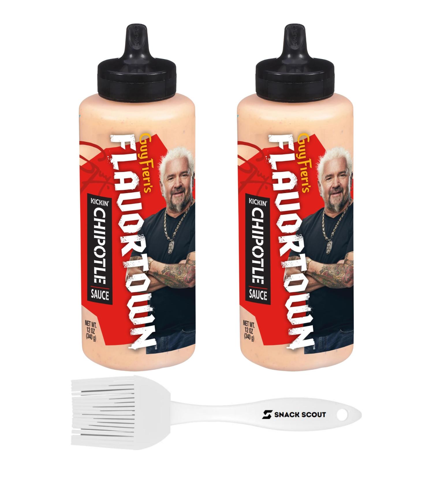 Flavortown Kickin' Chipotle Sauce 12 oz (2 Pack) Bundled With Snack Scout Basting Brush - Buy Online on GoSupps.com