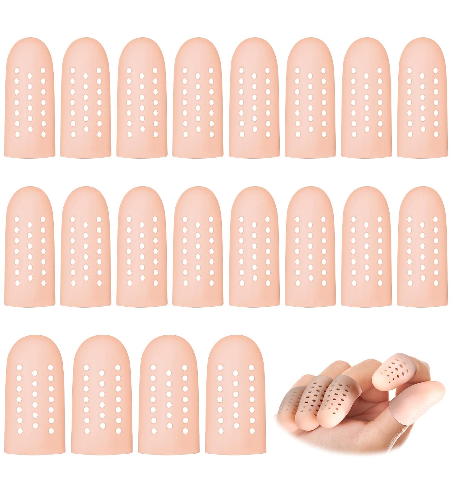Nude Silicone Finger Caps - 20 Pcs Gel Finger Cots for Eczema, Wounds, Arthritis | Breathable Toe Sleeves for Protection and Healing - Buy Online on GoSupps.com