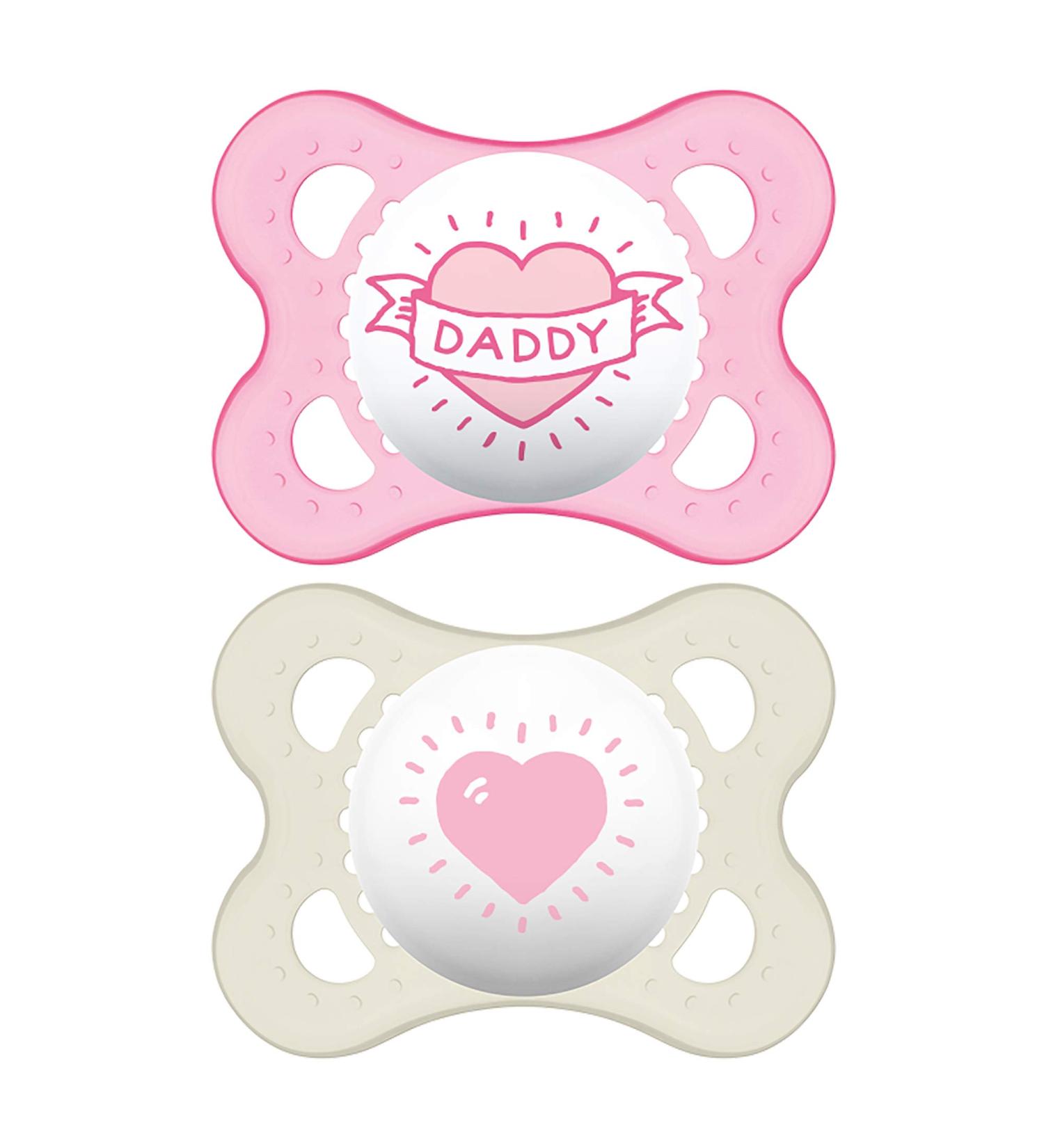 MAM Original Baby Pacifier Nipple | Promotes Healthy Oral Development | Sterilizer Case | Love & Affection/Girl | 0-6 Months | Pink/Beige | Pack of 2 - Buy Online on GoSupps.com