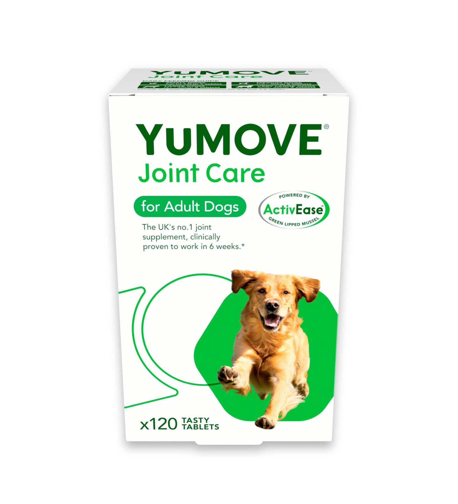 YuMOVE Adult Dog | Joint Supplement for Adult Dogs with Glucosamine Chondroitin Green Lipped Mussel | Aged 6 to 8 | 6x20(120) Tablets 120 Tablets