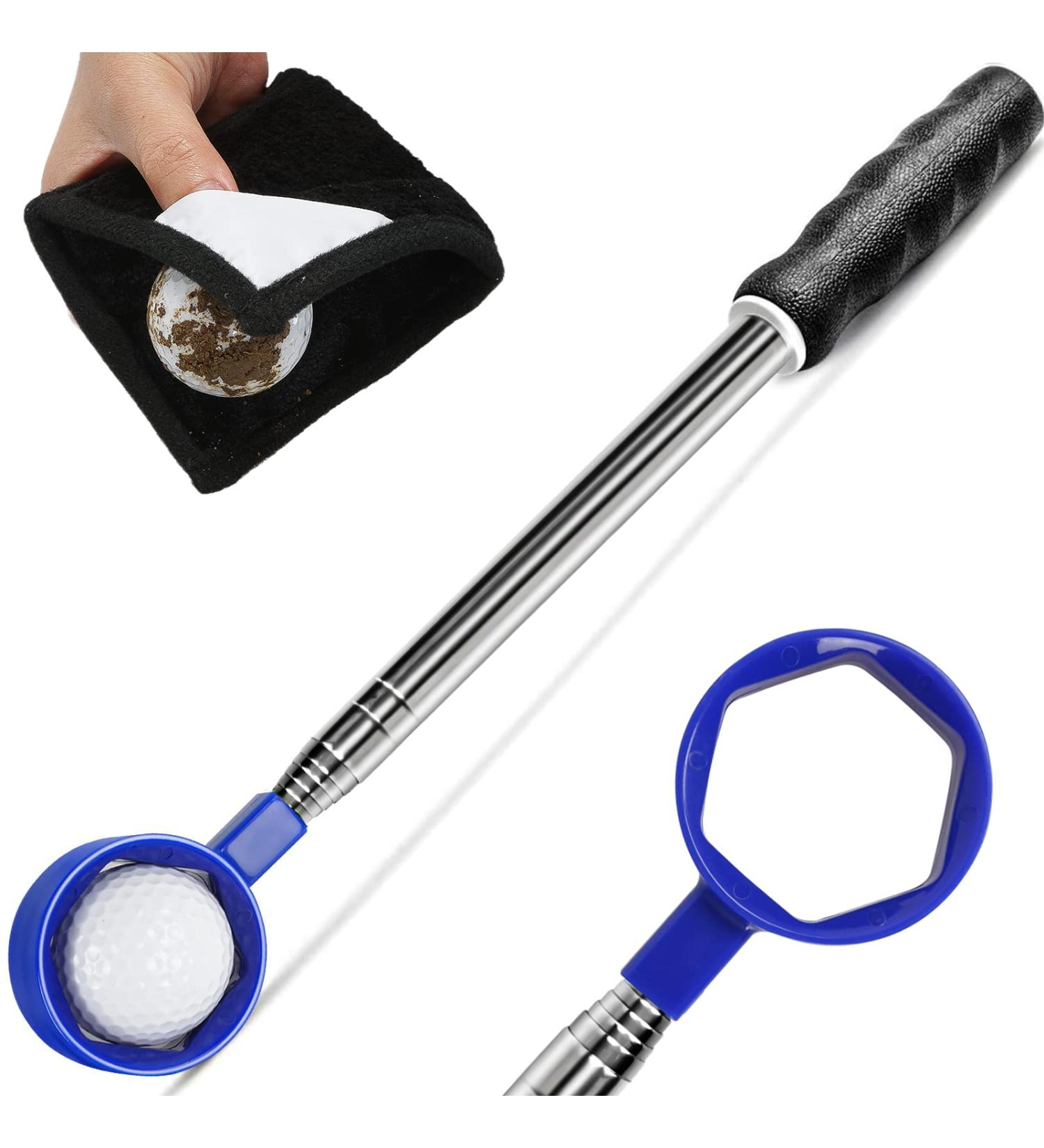 Melanther 9ft Golf Ball Retriever with Stainless Steel Shaft and Towel - Telescopic Tool for Water Retrieval | Golf Accessories and Gift - Buy Online on GoSupps.com