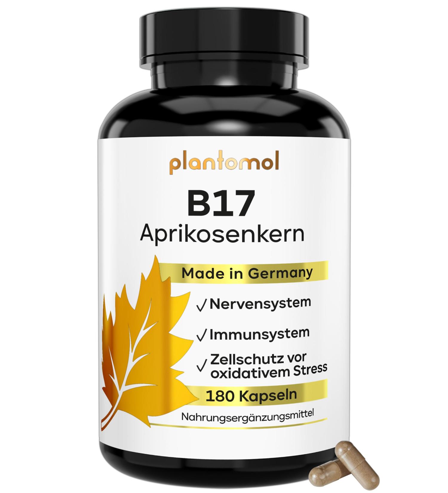 180 Apricot Seeds Capsules - 1100mg Apricot Core Extract Vitamin B17 & Natural Vitamin C - 3 Month Supply (90 Portions) | Plantomol  - Buy Online on GoSupps.com