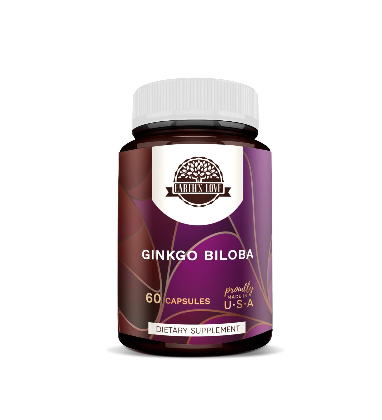 HerbEra Earth's Love - Ginkgo Biloba 60 Capsules, High Potency Capsules 500 mg, Made with Ginkgo Biloba (Ginkgo Biloba) and Vegetable Capsules Dried Leaf (60 Capsules)