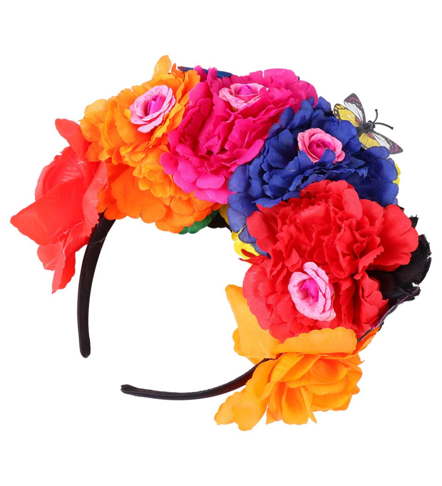 Lurrose Halloween Flower Crown & Butterfly Hairband | Day of the Dead Headdresses for Women | Perfect for Halloween Parties & Cosplay - Buy Online on GoSupps.com