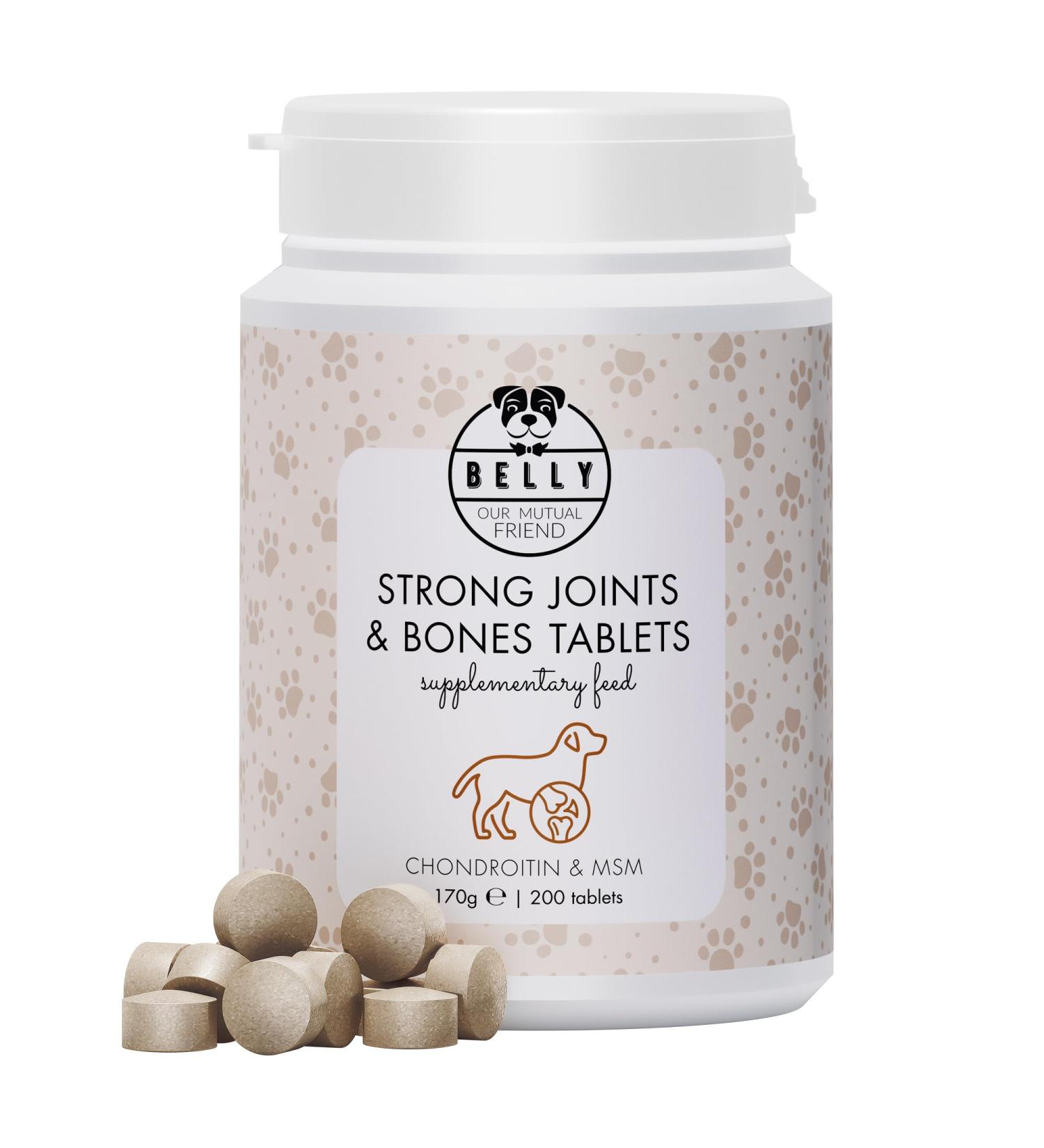 Belly 200 Joint Care Tablets for Dogs Joint & Bones - MSM Glucosamine Chondroitin Yeast - Energy Boost & Collagen - Dog Food Supplement 170g - Made in Germany - Buy Online on GoSupps.com
