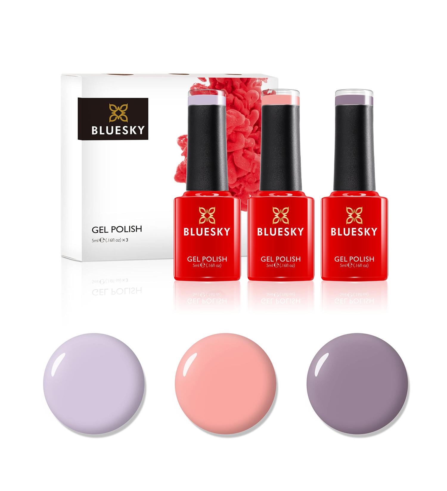 Bluesky Gel Nail Polish Set - Just Ride, Tulip Lover, Out and About - 3 x 5ml - Pink, Purple, Lilac - UV/LED Curing - Spring Collection - Buy Online on GoSupps.com