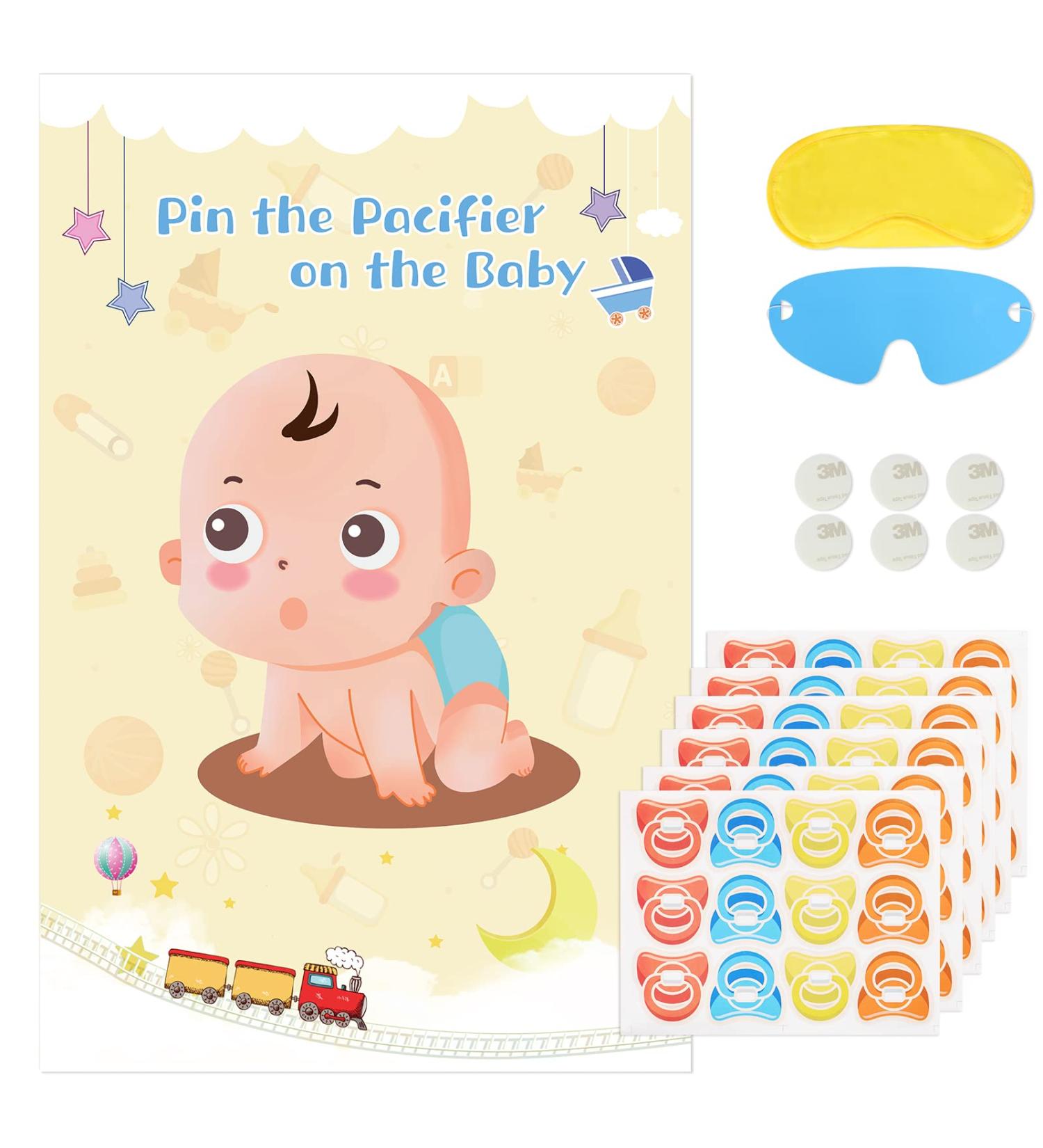 Pin The Pacifier Baby Shower Game with 72 Stickers - Gender Neutral Party Supplies - Buy Online on GoSupps.com