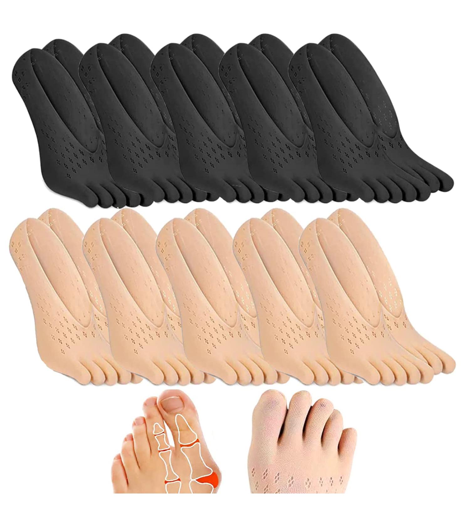 Projoint Antibunions Health Socks - Bunion Relief and Gout Relief - Orthopedic Toe Compression Socks (10PCS Black+Skin) - Buy Online on GoSupps.com