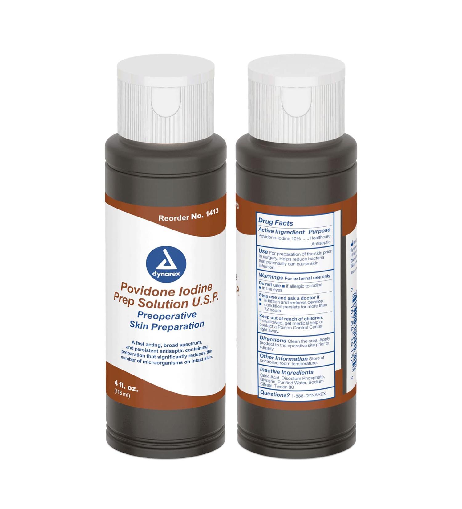 Dynarex Povidone-Iodine Prep Solution 10% Antiseptic 4 fl. oz. - Surgical Site Preparation - Buy Online on GoSupps.com