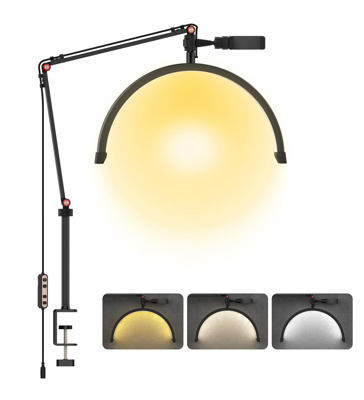 TopDirect Desk Lash Light - LED Eyelash Lamp with Phone Holder for Beauty, Nail Art, Tattoo - 3 Color Lash Extension Light - Ideal for Skincare, Lashes, Eyebrows - Black - Buy Online on GoSupps.com