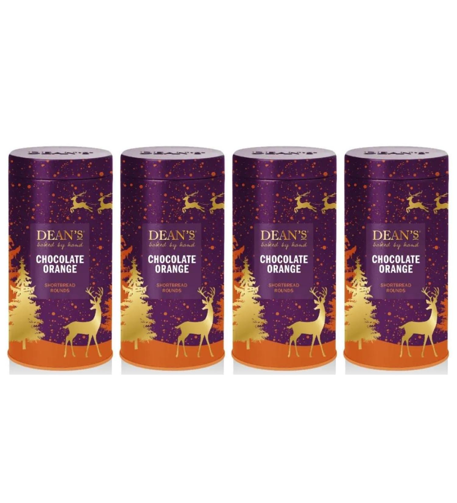 Deans - Chocolate & Orange Shortbread Rounds - Delicious Snack Irresistible Luxury Cookie Multipack Birthday or Christmas Present - Pack of 4 x 150g Deans Chocolate Orange Biscuit Pack of 4