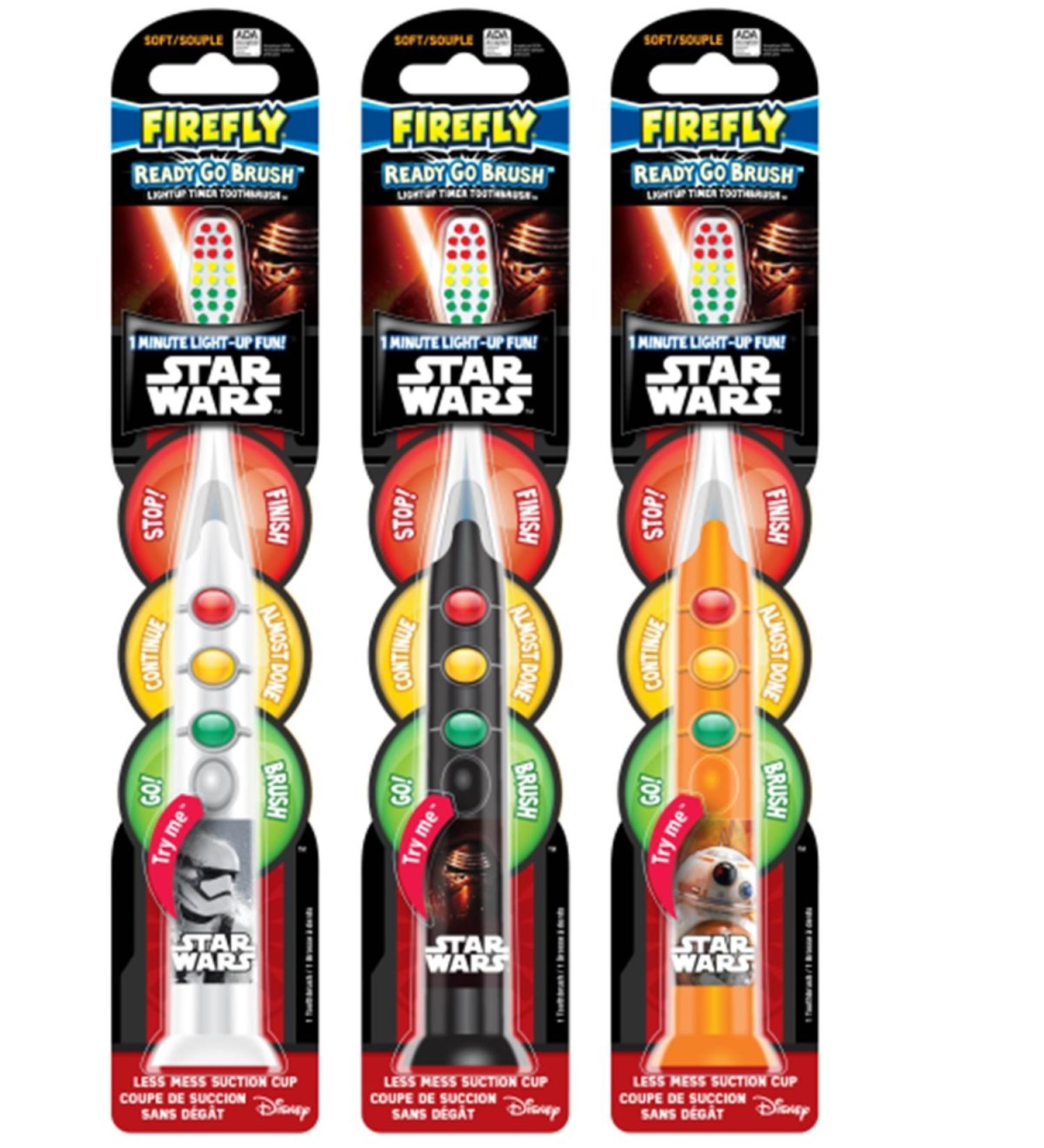 Firefly Star Wars Ready Go Soft Toothbrush with Suction Cup (Color may vary) (1 pack)