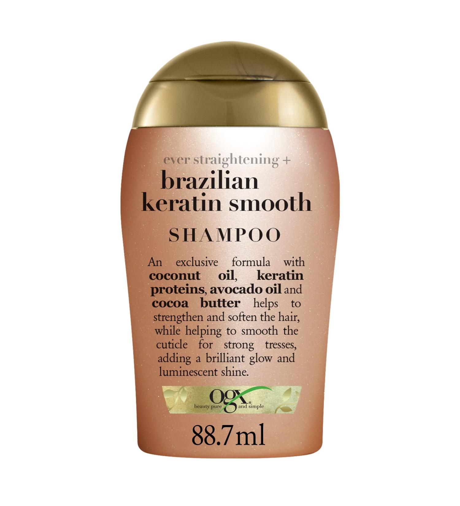 OGX | Ever-Straightening + Brazilian Keratin Smooth Shampoo (3 fl. oz. Bottle) Brazilian Keratin Smoothing Shampoo Moisturizing and Restorative Hair Treatment for Shiny Hair - Buy Online on GoSupps.com