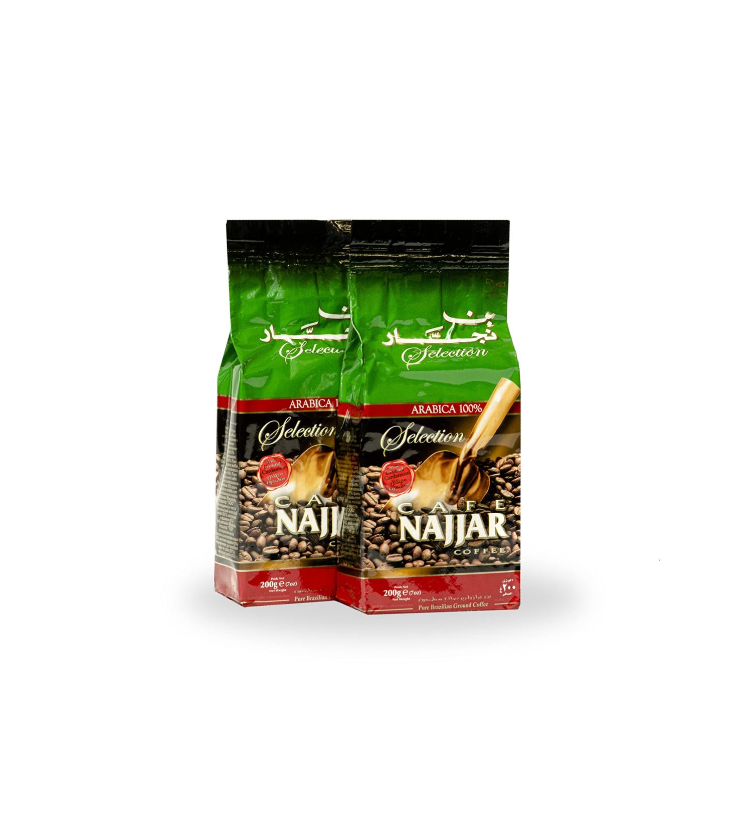 Cafe Najjar Coffee - Value Pack - 2 Packs of 200 Gms Cardamom Flavor Arabica Coffee