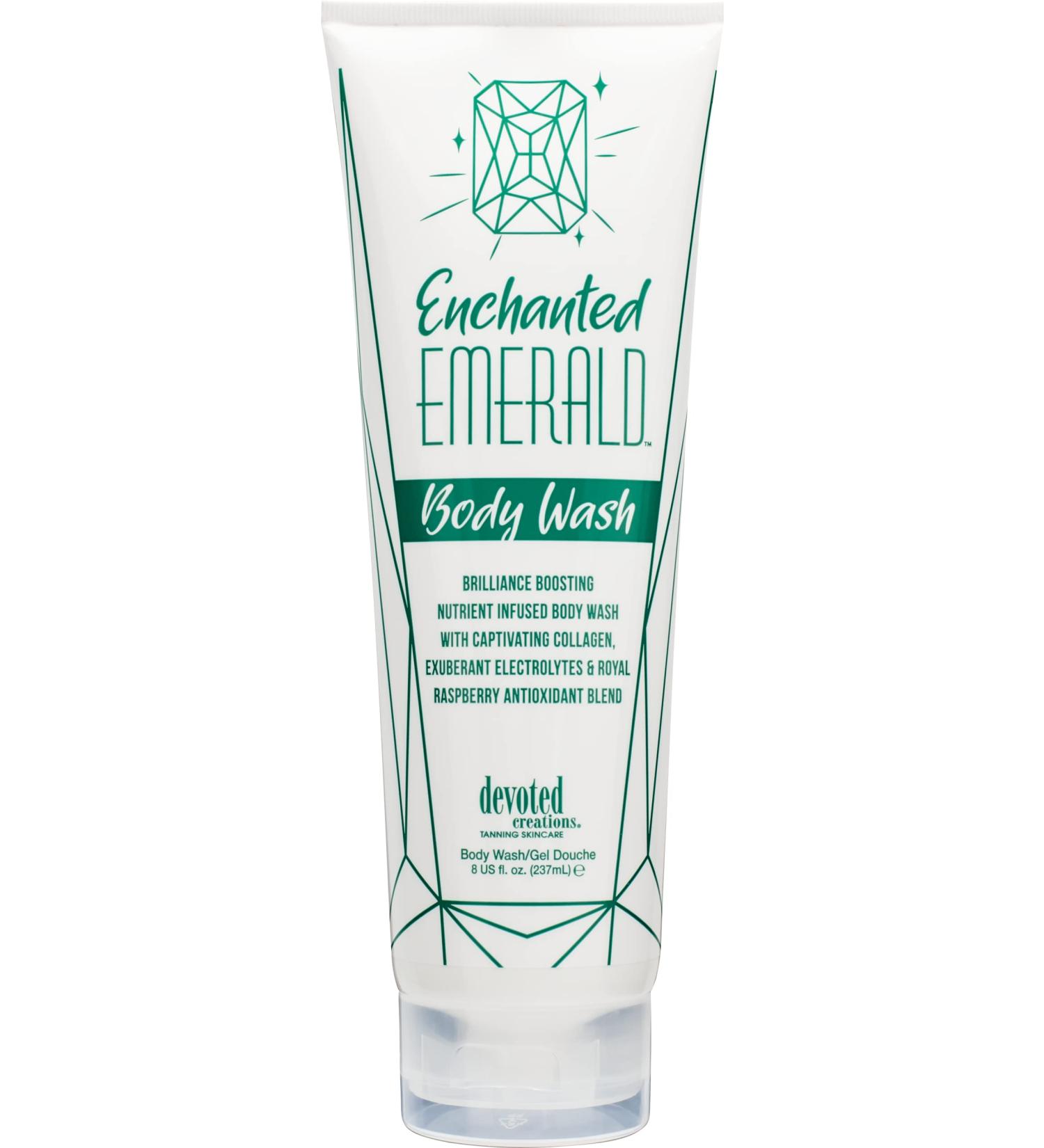Devoted Creations Enchanted Emerald Body Wash Brilliance Boosting Nutrient Infused Body Wash with Captivating Collagen Exuberant Electrolytes and Royall Raspberry Antioxidant Blend 8 oz.