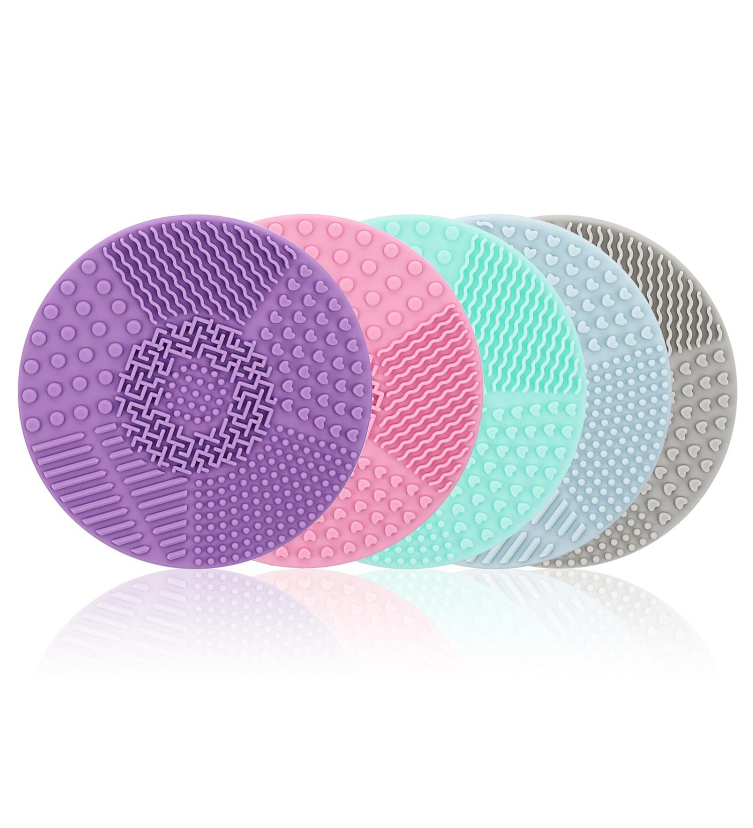 Set of 5 Silicone Makeup Brush Cleaner Pads - Colorful Scrubber Mats with Suction Cups for Effective Cleaning - Ideal for Makeup & Drawing Accessories - Buy Online on GoSupps.com