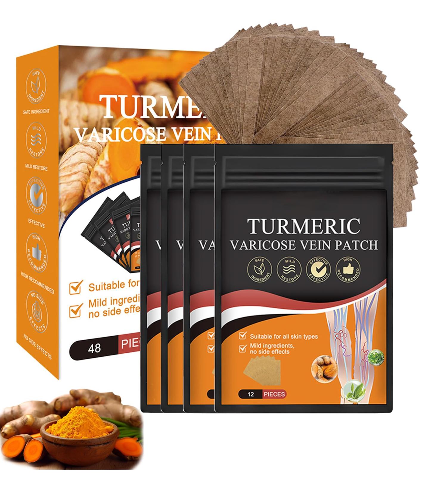 etitek 48 PCS Varicose Veins Treatment for Legs Patch Turmeric Varicose Vein Patch Natural Ingredients Soothing the Legs - Buy Online on GoSupps.com