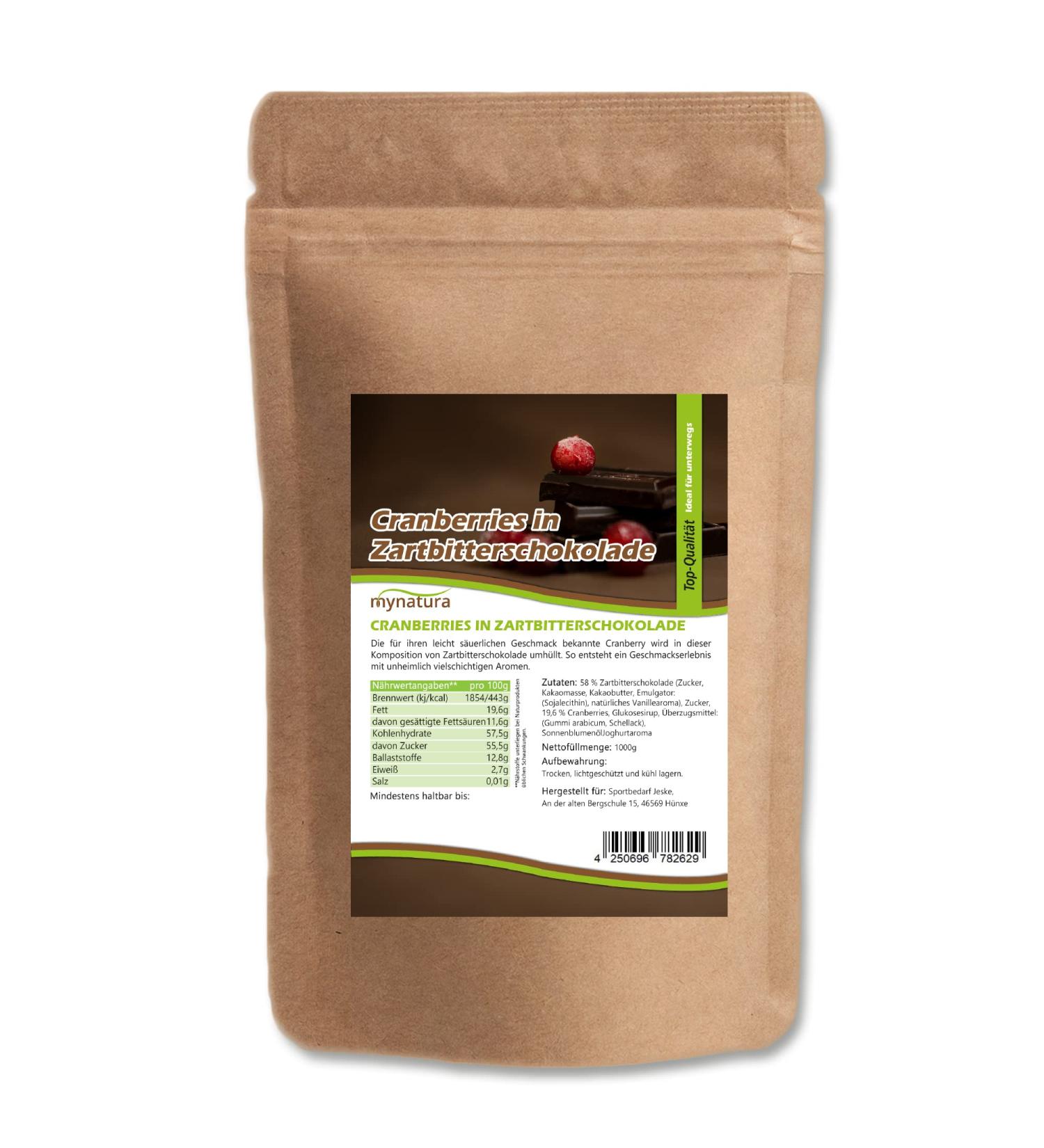  mynatura Mynatura Cranberries Dried in a Bitter Chocolate I Cranberry I Wrapped with Chocolate I Cereal I Snack I Cranberries I Cute I Bag (3 x 1000 g) - Buy Online on GoSupps.com