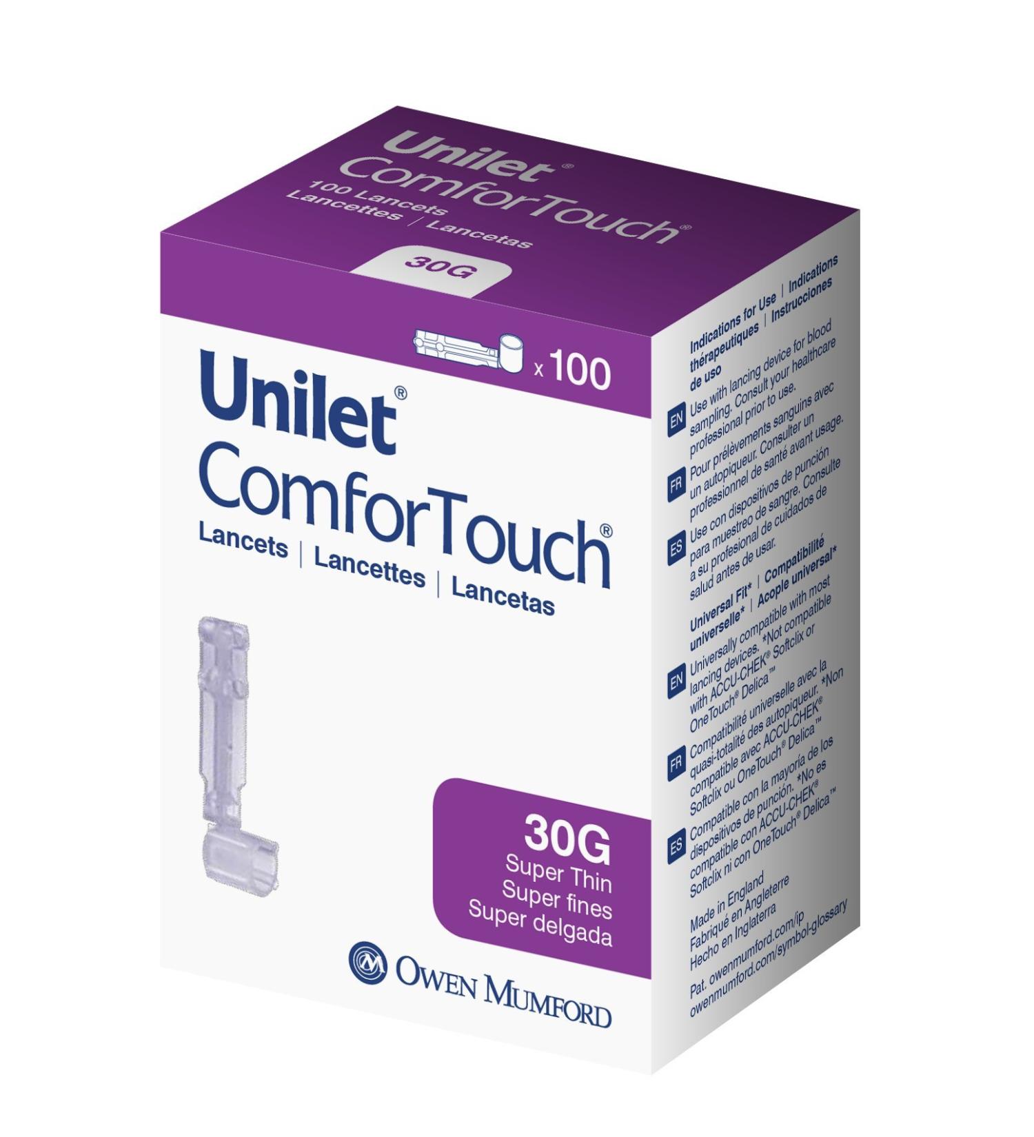 Unilet Comfort Touch Super Thin Lancets 30g - 100 Count | Buy Online Now - Buy Online on GoSupps.com
