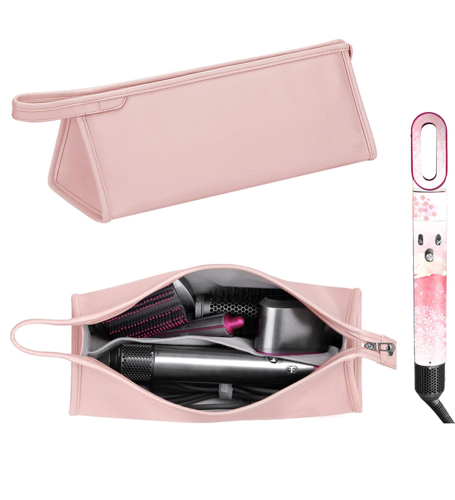 PU Leather Travel Case for Dyson Airwrap Styler - Waterproof Organizer Bag for Shark FlexStyle Attachments - Pink - Buy Online on GoSupps.com
