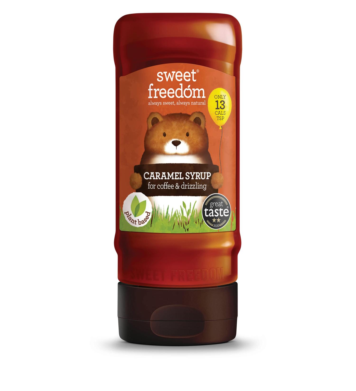 Sweet Freedom Caramel Syrup - 13 Calories Per Teaspoon - For Coffee, Cocktails, Pancakes & More - 350g Vegan & Plant Based - Buy Online on GoSupps.com