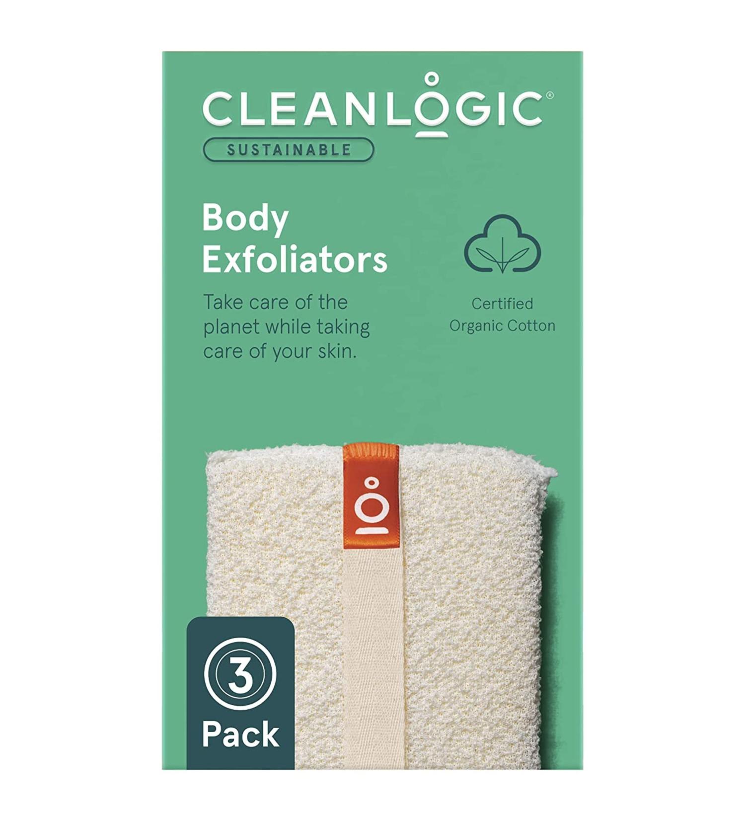 Cleanlogic Organic Cotton Exfoliating Body Scrubber - 3 Pack Reusable Exfoliator for Smooth Skin - Daily Skincare Routine Essential - Buy Online on GoSupps.com