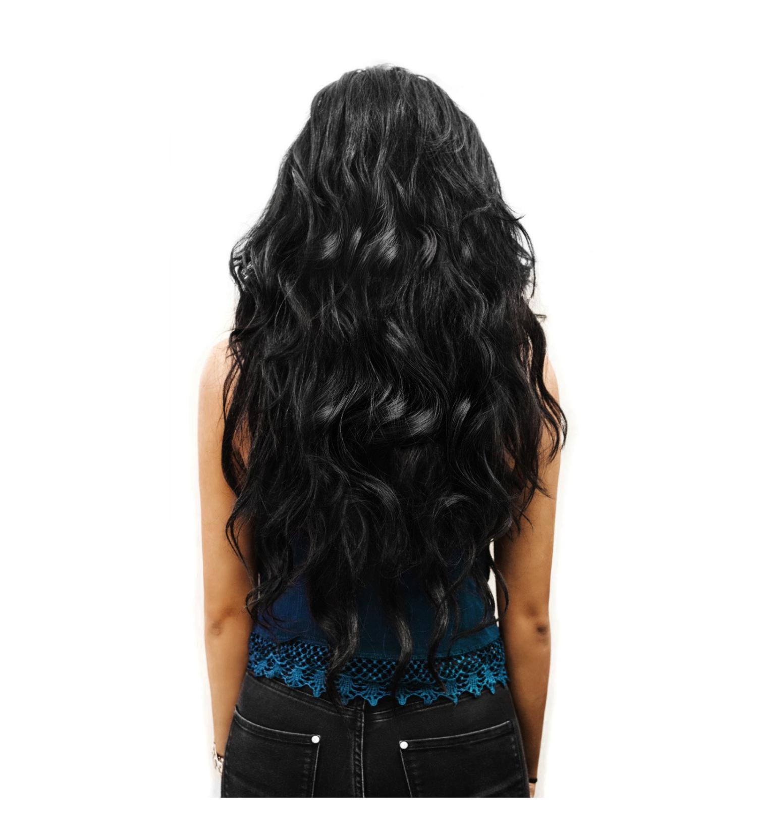 Clip In Extensions | Black Wavy Curly Hair Set 60cm | 7 Thickening Hairpieces for Volume - Buy Online on GoSupps.com