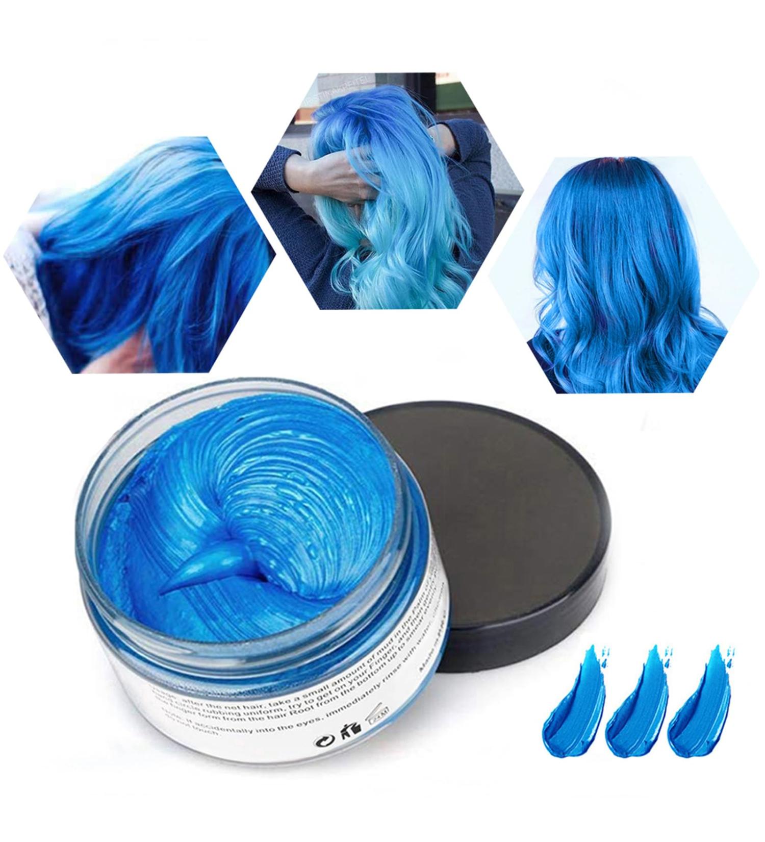 Buy Hair Wax Temporary Hair Color - Unisex Washable Plant Formula | 120g Blue - Vibrant & Natural Hair Dye - Buy Online on GoSupps.com