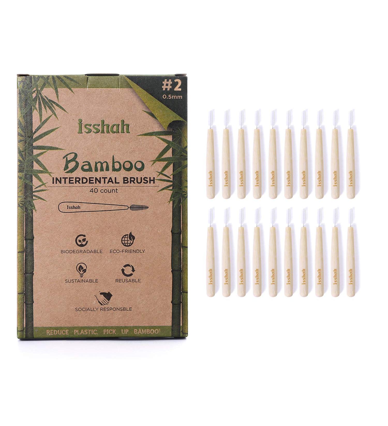 Isshah Biodegradable Bamboo Handle Interdental Brushes - Size 2 (0.5mm) - 40 Count - Buy Online on GoSupps.com