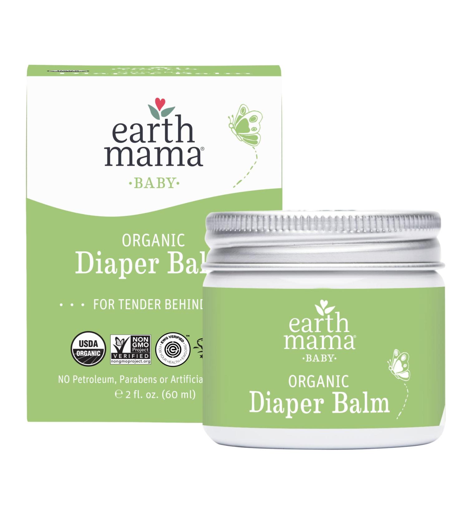 Earth Mama Organic Diaper Balm | EWG Verified, Petroleum & Fragrance-Free | Calendula for Sensitive Skin | 2-Fluid Ounce - Buy Online on GoSupps.com