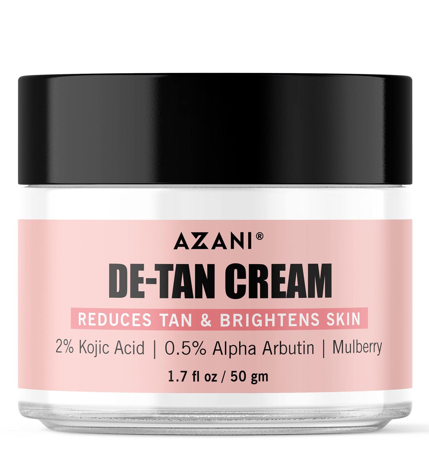 Azani Detan Cream | 2% Kojic Acid, Alpha Arbutin, Mulberry | For Skin Tan, Sun Burn, Pigmentation, Dark Spots | De Tan 1.76 Oz - Buy Online on GoSupps.com