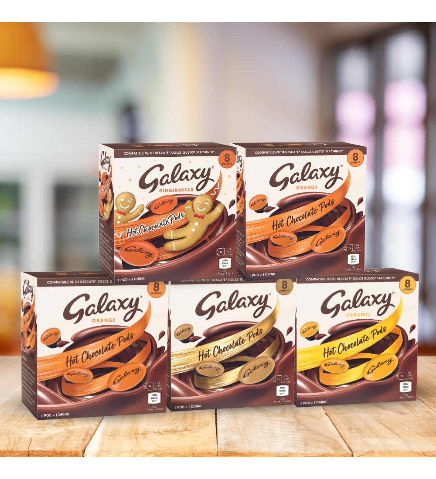 Galaxy Mixed Bundle Hot Chocolate Pods - Dolce Gusto Compatible - 40 Count Pack - Gingerbread White, Original Double Orange, Galaxy Magic Bundle - Premium Quality Cocoa Pods - Buy Online on GoSupps.com