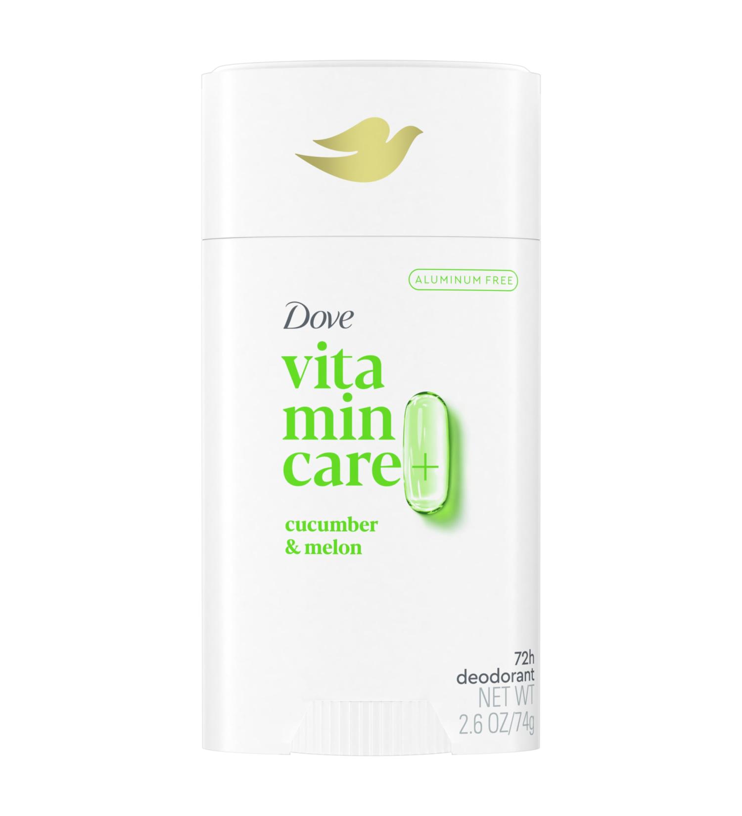 Dove VitaminCare+ Aluminum Free Deodorant Stick Cucumber & Melon for 72H Odor Protection Breathable Deodorant for Women 2.6 oz Cucumber + Melon 2.6 Ounce (Pack of 1) - Buy Online on GoSupps.com