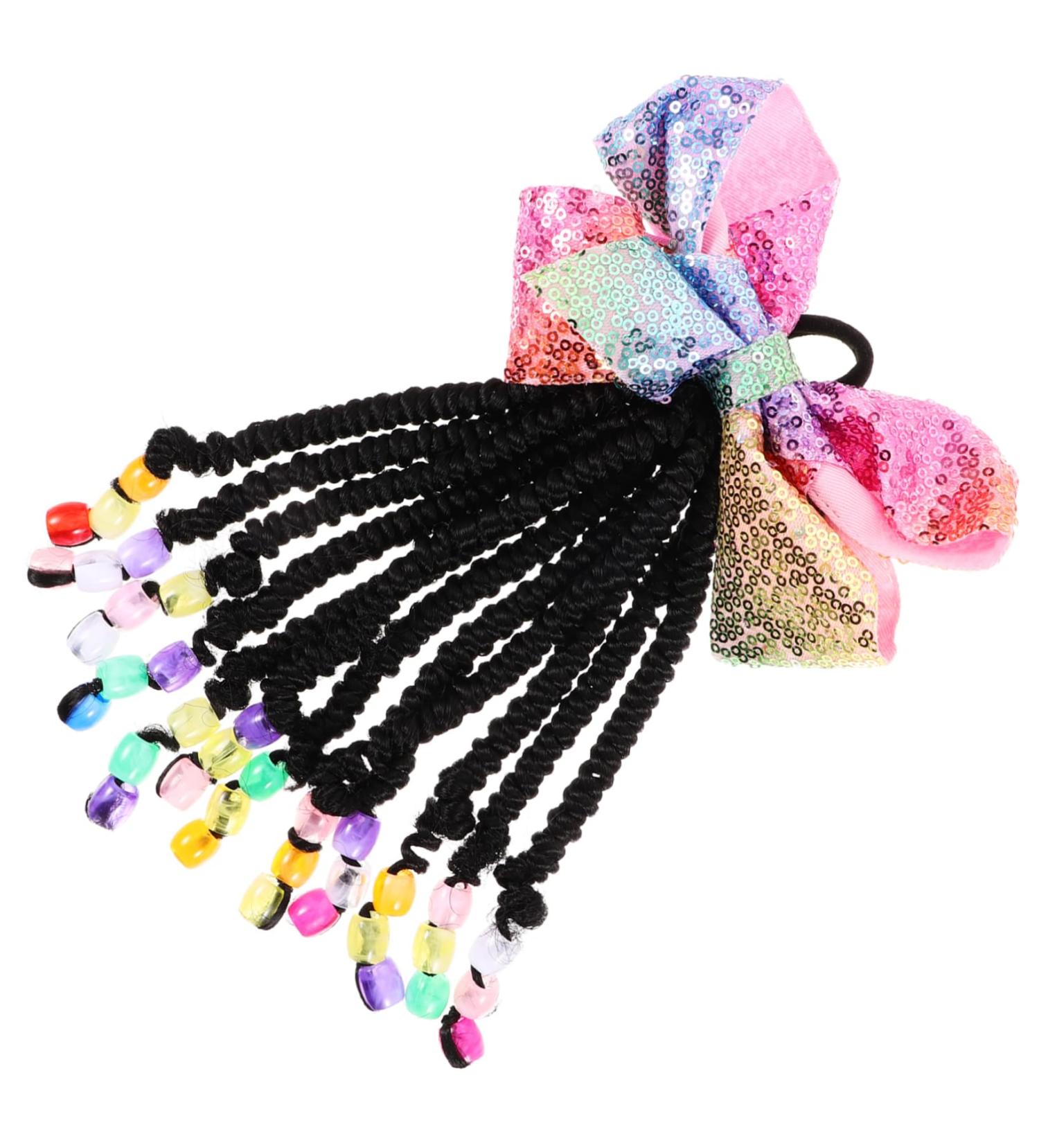 FRCOLOR Children's Dreadlocks Ponytail Hair for Braiding Braids Hair Extension Ponytail Hair Extensions Beaded Hair Extension Wig High Temperature Wire Extend Miss Bow Tie - Buy Online on GoSupps.com