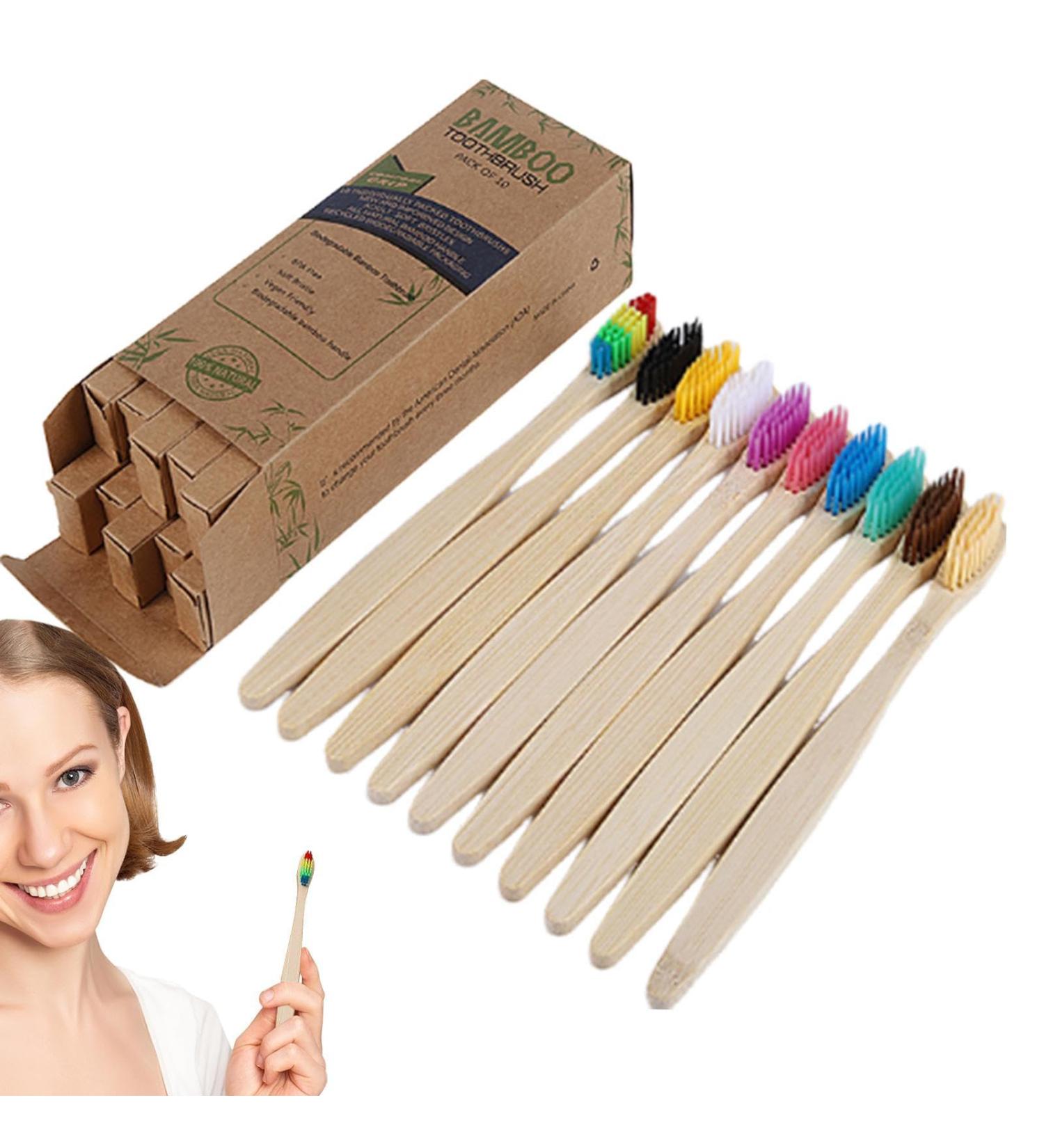Comfoliving Bamboo Charcoal Toothbrush Set - Soft Bristles Eco-Friendly Travel Set in 10 Colors for Men & Women - Buy Online on GoSupps.com