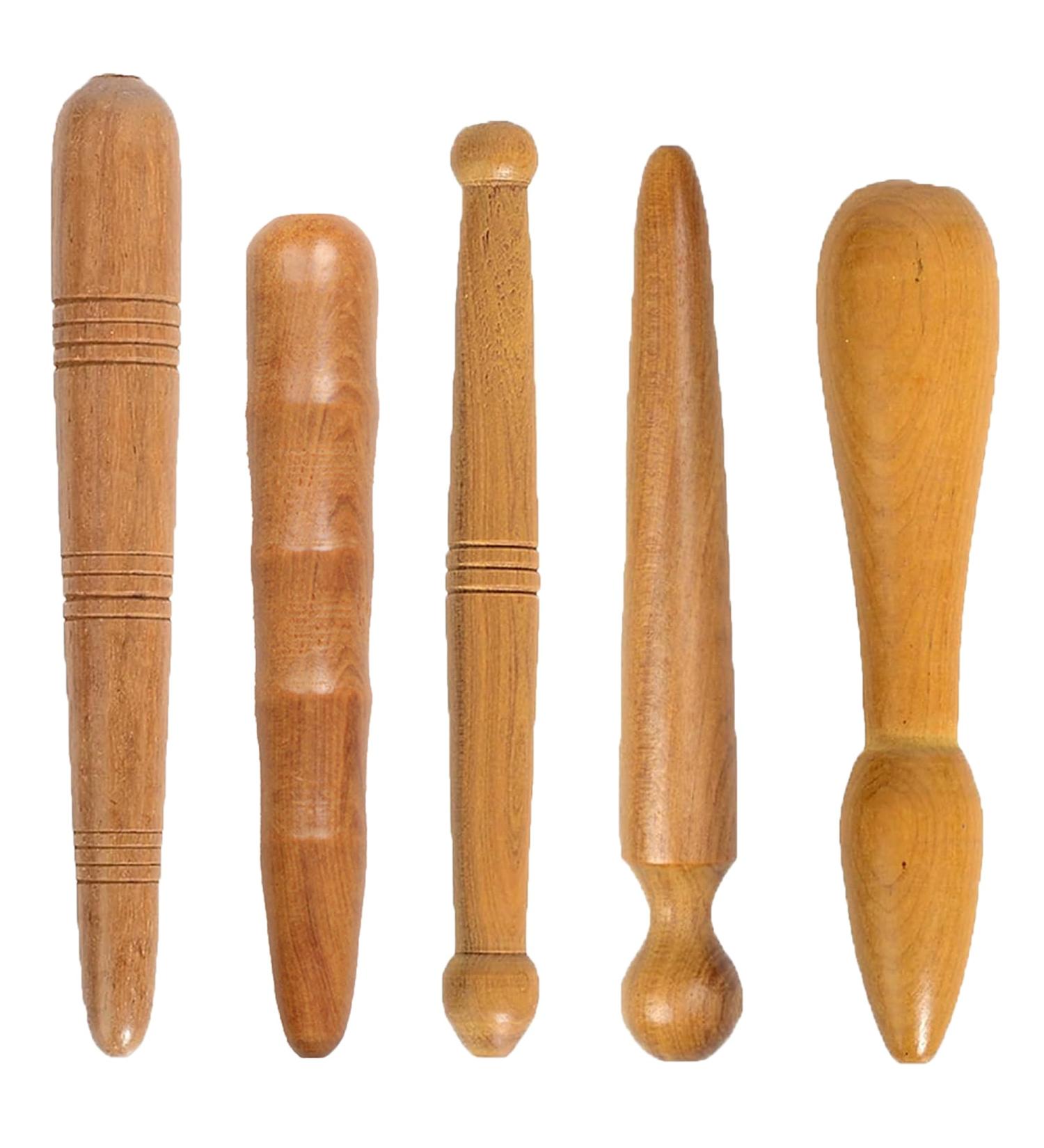 5-Piece Trigger Point Massage Device Set | Wooden Acupressure Roller & Pen for Pain Relief | International Shipping Available - Buy Online on GoSupps.com