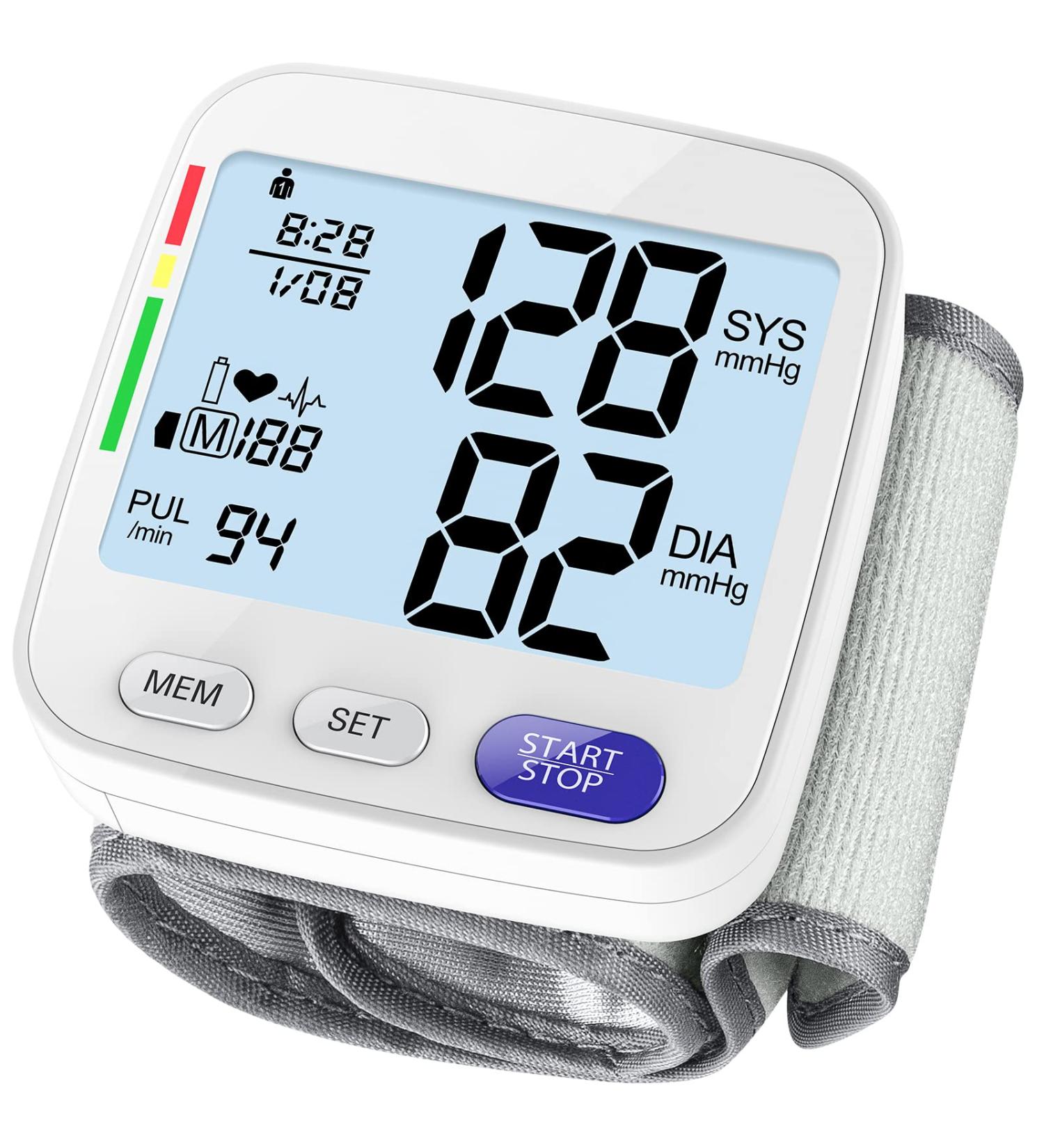 XL Wrist Blood Pressure Monitor - Accurate Automatic Digital Machine, Large LCD w/ Backlit, 2x199 Memory, Irregular Heartbeat Detector - White - Buy Online on GoSupps.com