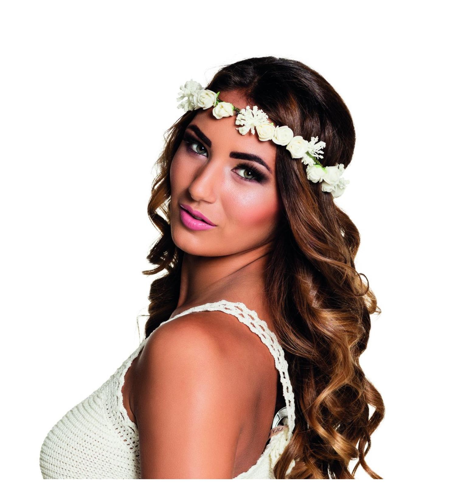 Amakando flowers hair ripe - white - hair band with flowers hippie hair accessories flower child 60s headband with flowers flower power headdress hair band with flowers
