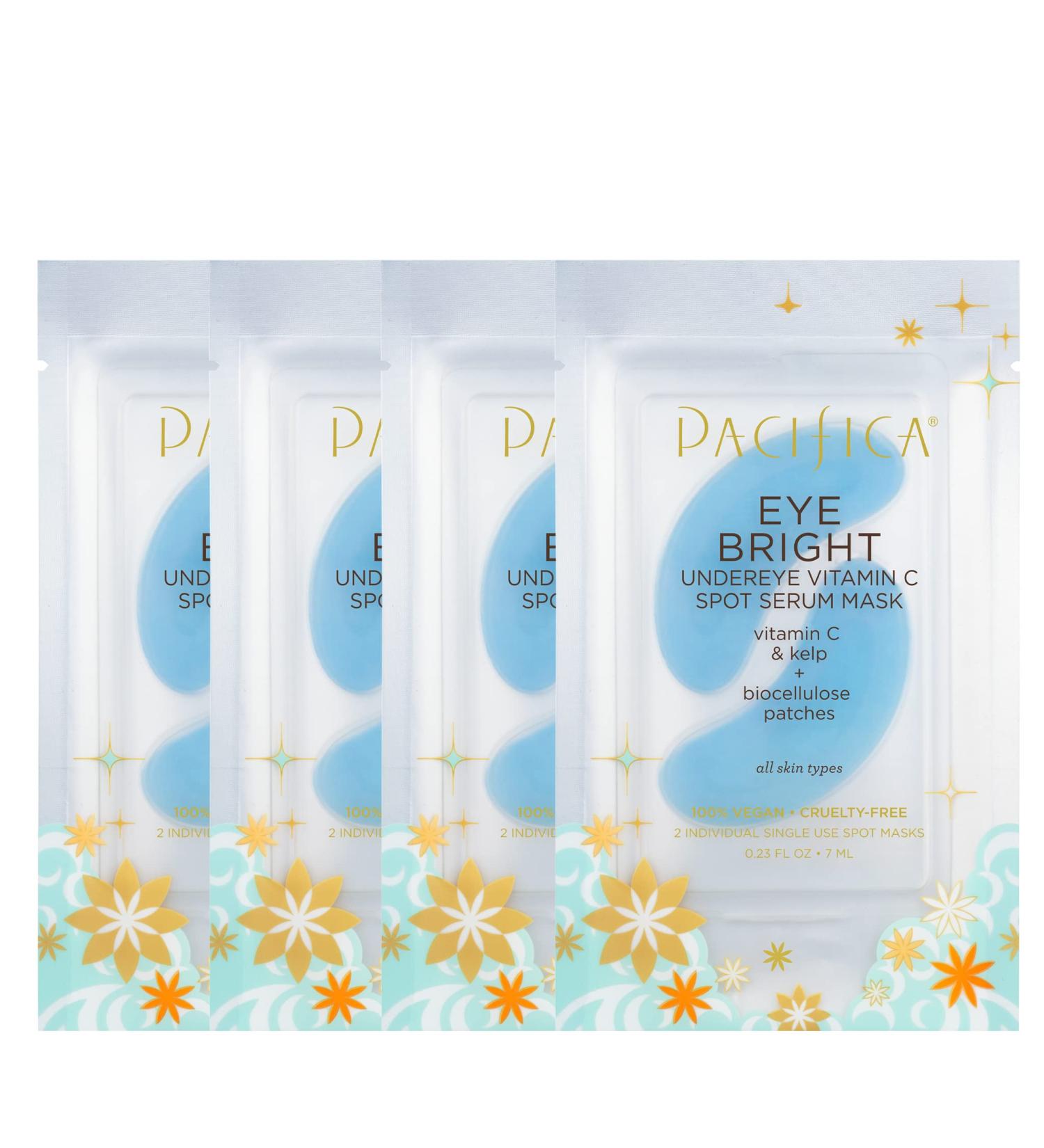 Pacifica Beauty Eye Bright Vitamin C Spot Serum Mask & Under Eye Patches - Plant-Based Vegan Formula for Brightening & Moisturizing - 4 Count - Buy Online on GoSupps.com